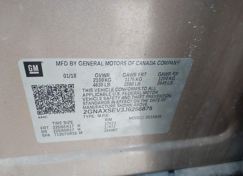 Photo 9 of 2018 Chevrolet Equinox LT (VIN 2GNAXSEV3J6256875)