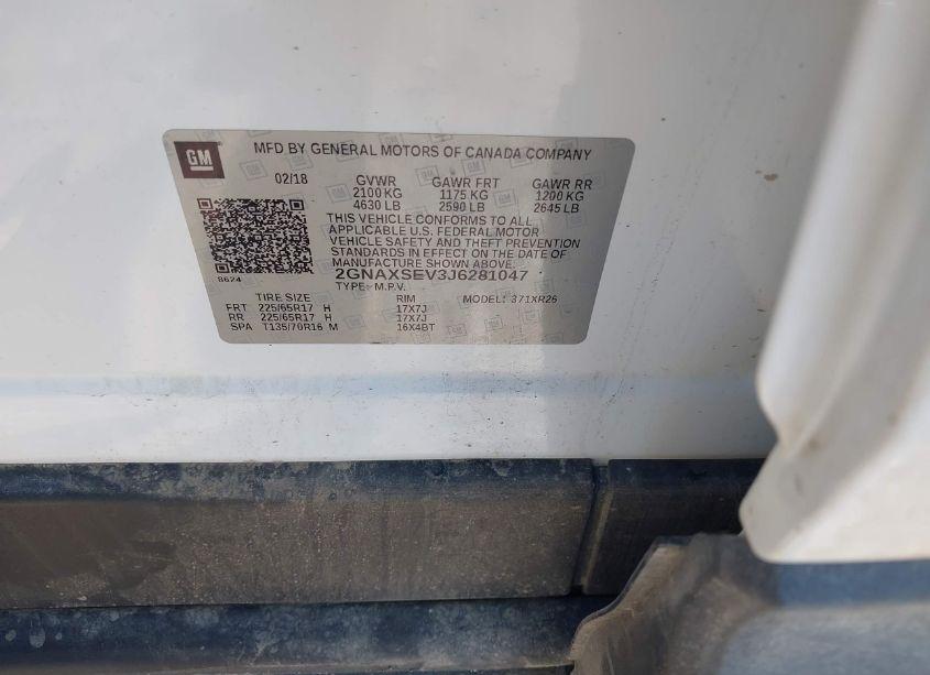 Photo 9 of 2018 Chevrolet Equinox LT (VIN 2GNAXSEV3J6281047)