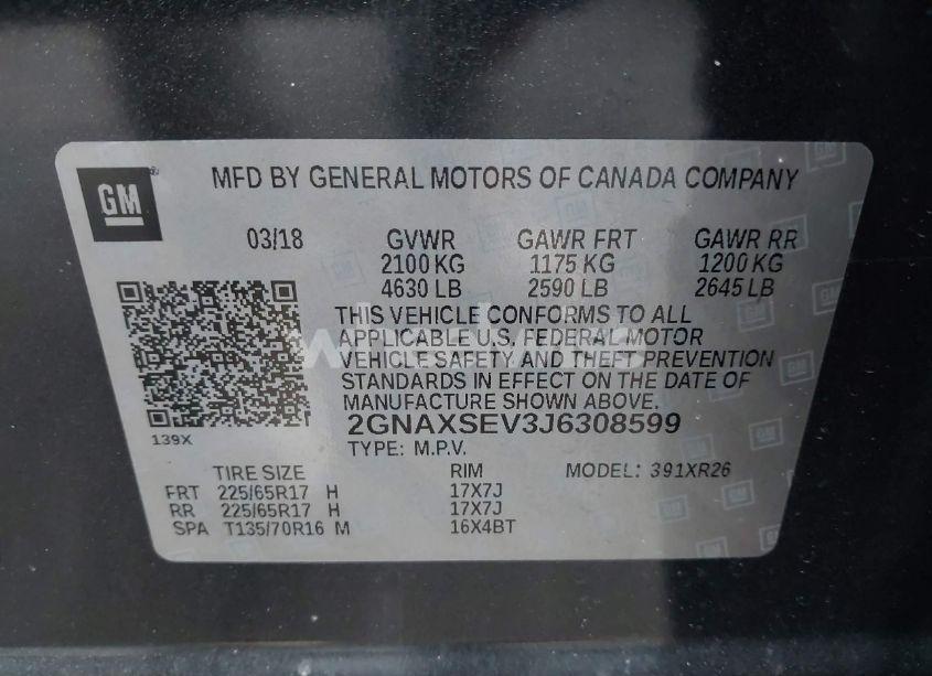 Photo 9 of 2018 Chevrolet Equinox LT (VIN 2GNAXSEV3J6308599)