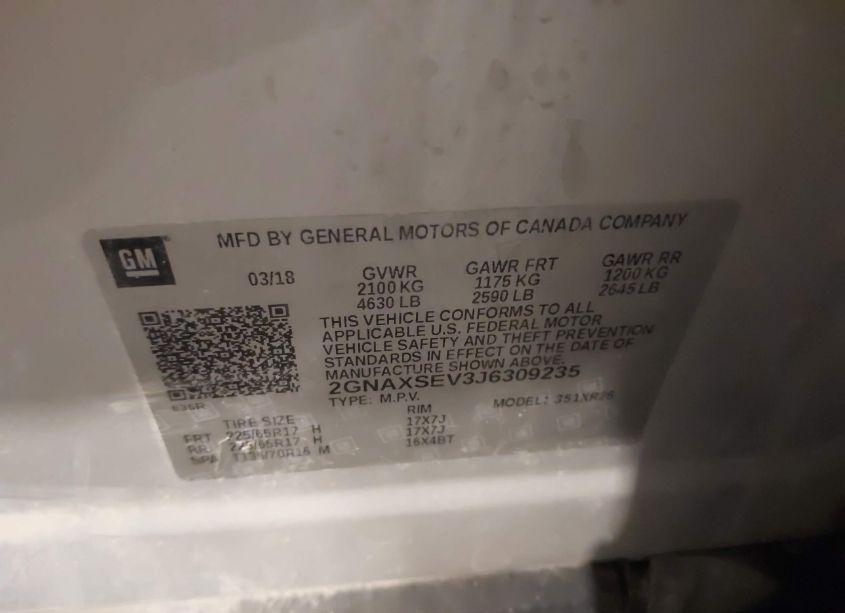 Photo 9 of 2018 Chevrolet Equinox LT (VIN 2GNAXSEV3J6309235)