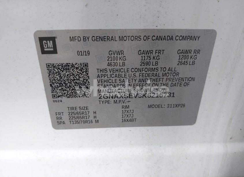 Photo 9 of 2019 Chevrolet Equinox LS (VIN 2GNAXSEV3K6215731)