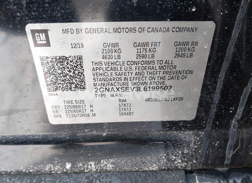 Photo 9 of 2020 Chevrolet Equinox AWD LS (VIN 2GNAXSEV3L6199502)