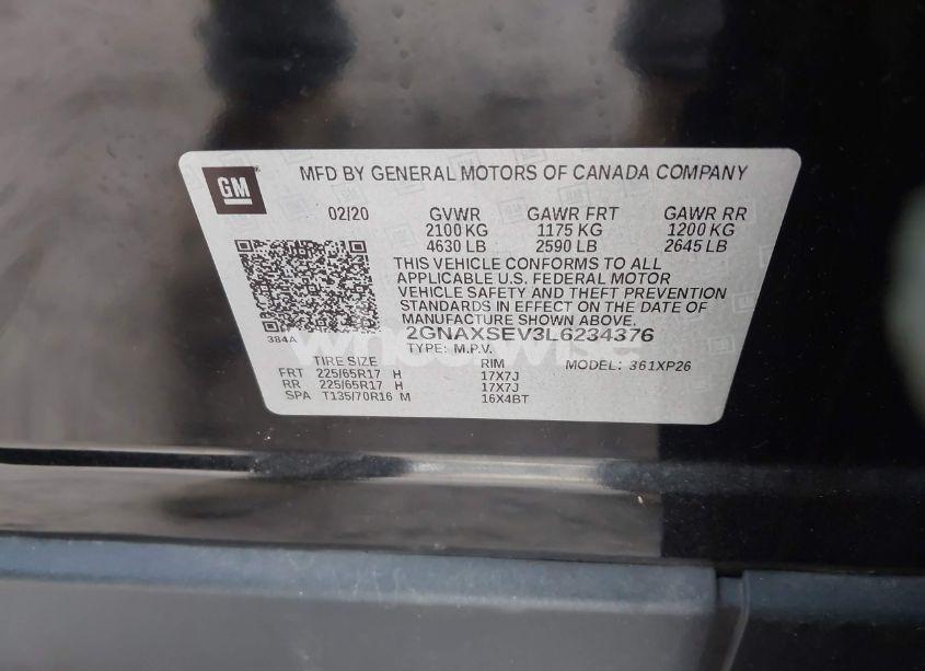 Photo 8 of 2020 Chevrolet Equinox AWD LS (VIN 2GNAXSEV3L6234376)