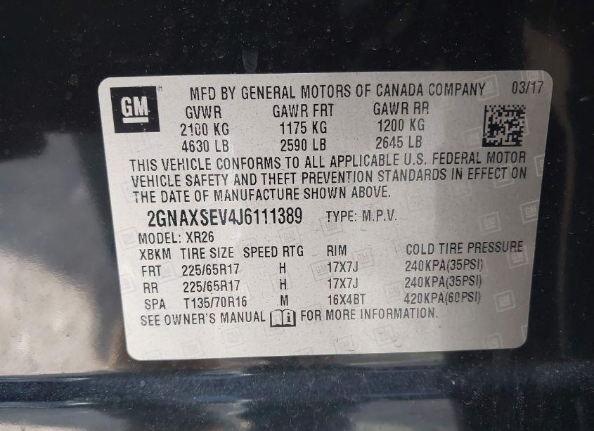 Photo 9 of 2018 Chevrolet Equinox LT (VIN 2GNAXSEV4J6111389)