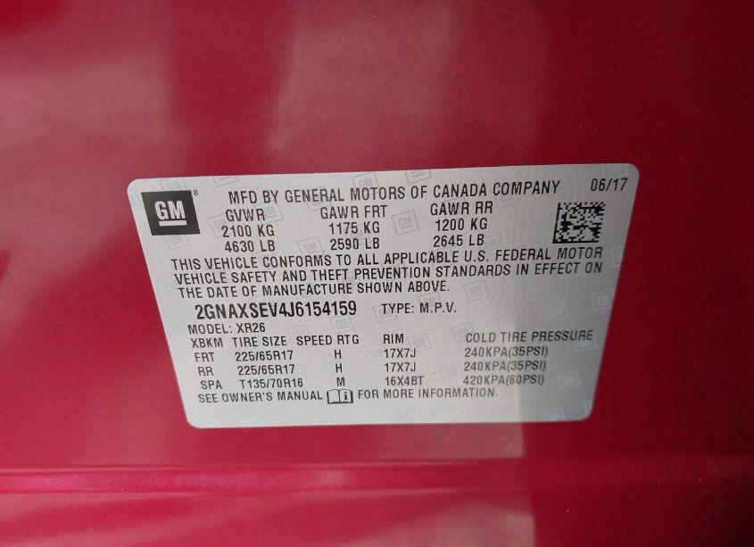 Photo 9 of 2018 Chevrolet Equinox LT (VIN 2GNAXSEV4J6154159)