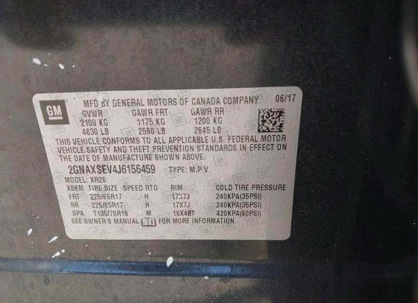 Photo 9 of 2018 Chevrolet Equinox LT (VIN 2GNAXSEV4J6156459)