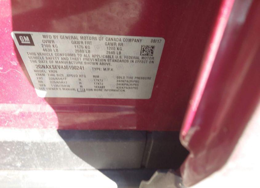 Photo 9 of 2018 Chevrolet Equinox LT (VIN 2GNAXSEV4J6190241)