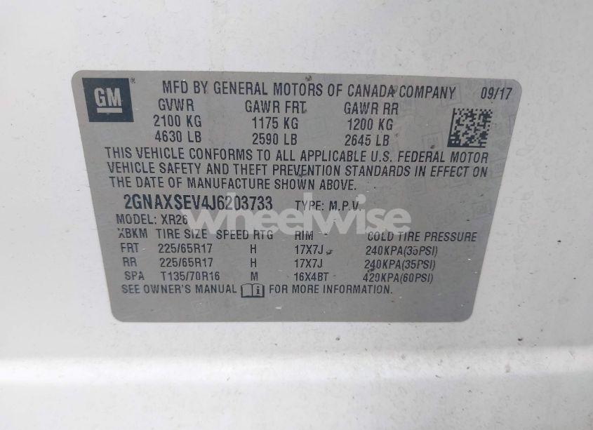 Photo 9 of 2018 Chevrolet Equinox LT (VIN 2GNAXSEV4J6203733)