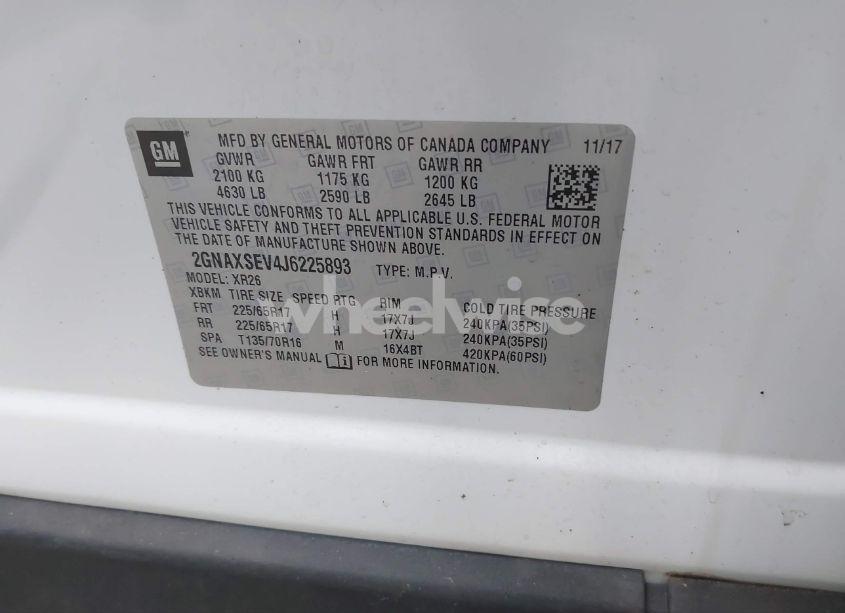 Photo 9 of 2018 Chevrolet Equinox LT (VIN 2GNAXSEV4J6225893)