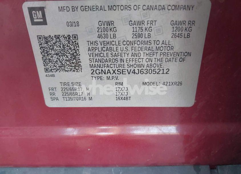 Photo 9 of 2018 Chevrolet Equinox LT (VIN 2GNAXSEV4J6305212)