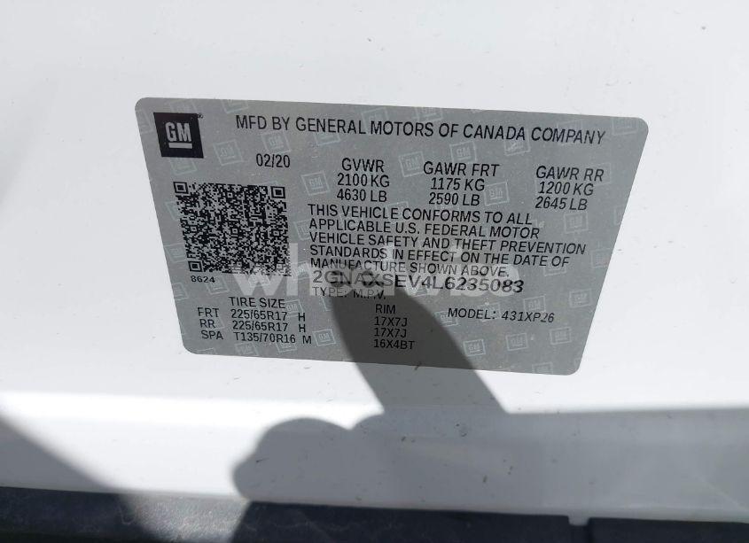 Photo 9 of 2020 Chevrolet Equinox AWD LS (VIN 2GNAXSEV4L6235083)