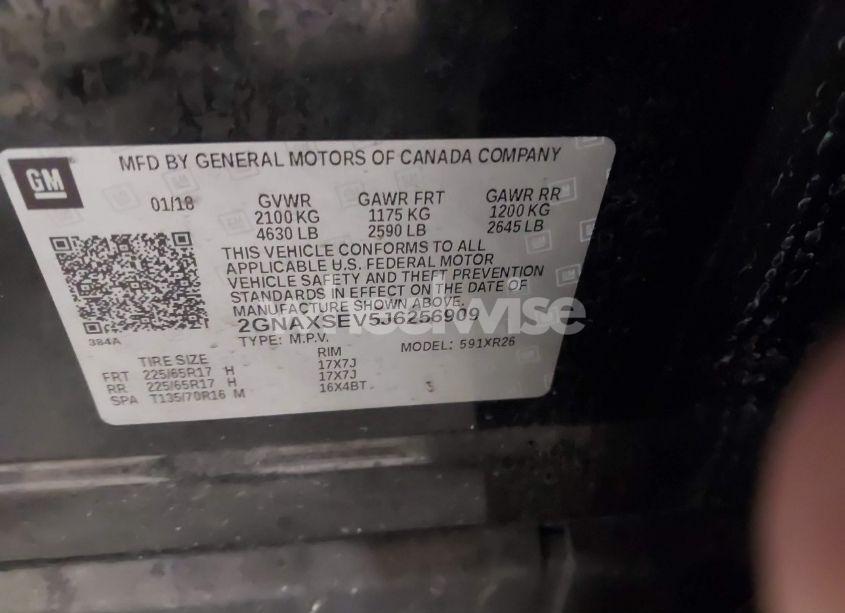 Photo 9 of 2018 Chevrolet Equinox LT (VIN 2GNAXSEV5J6256909)