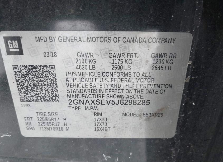 Photo 9 of 2018 Chevrolet Equinox LT (VIN 2GNAXSEV5J6298285)