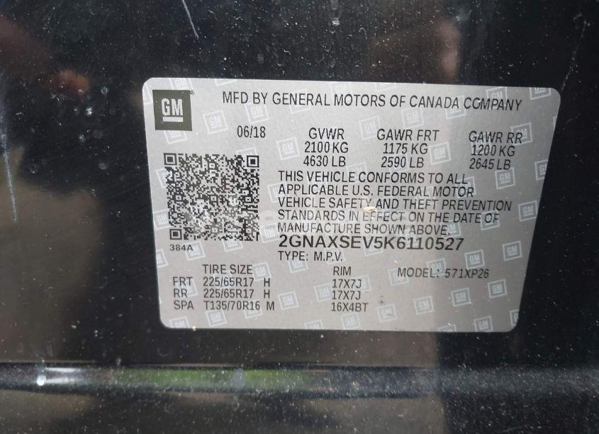 Photo 9 of 2019 Chevrolet Equinox LS (VIN 2GNAXSEV5K6110527)