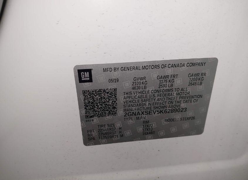 Photo 9 of 2019 Chevrolet Equinox LS (VIN 2GNAXSEV5K6289023)