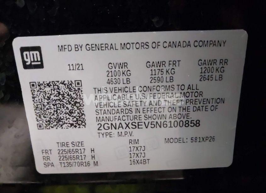 Photo 9 of 2022 Chevrolet Equinox AWD LS (VIN 2GNAXSEV5N6100858)