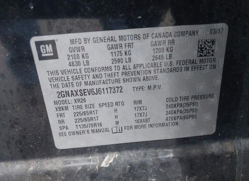Photo 9 of 2018 Chevrolet Equinox LT (VIN 2GNAXSEV6J6117372)