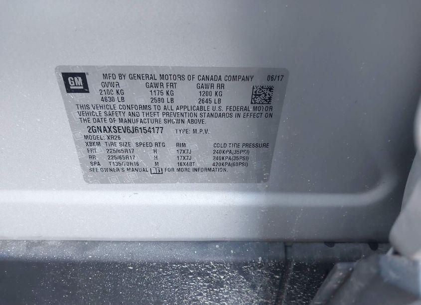 Photo 9 of 2018 Chevrolet Equinox LT (VIN 2GNAXSEV6J6154177)