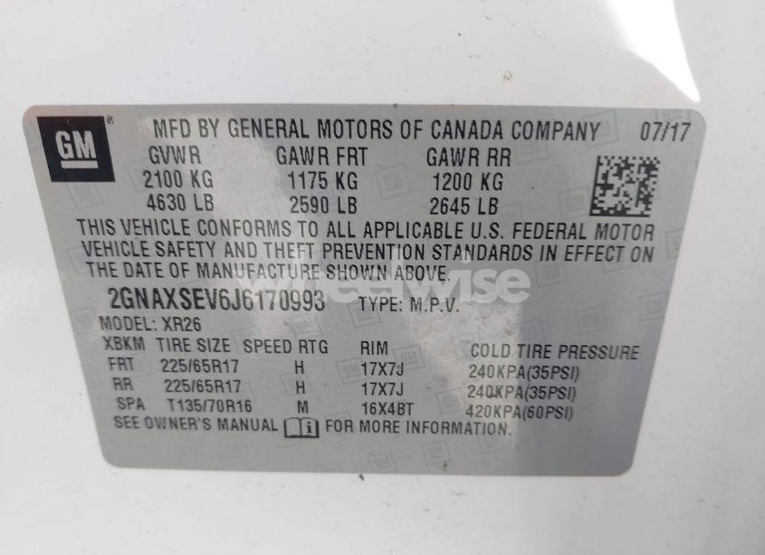 Photo 9 of 2018 Chevrolet Equinox LT (VIN 2GNAXSEV6J6170993)