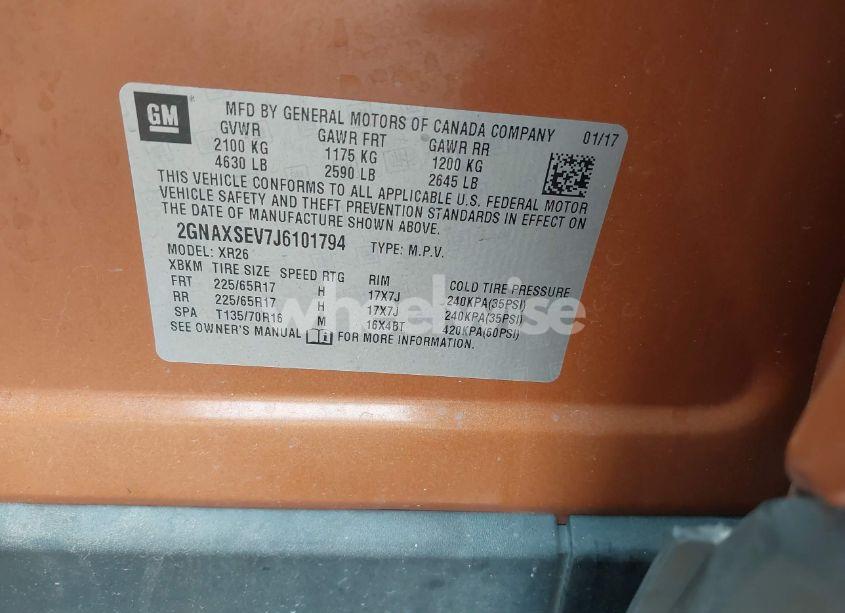 Photo 9 of 2018 Chevrolet Equinox LT (VIN 2GNAXSEV7J6101794)