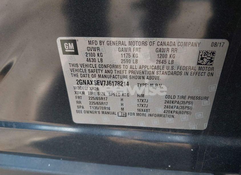 Photo 9 of 2018 Chevrolet Equinox LT (VIN 2GNAXSEV7J6178214)