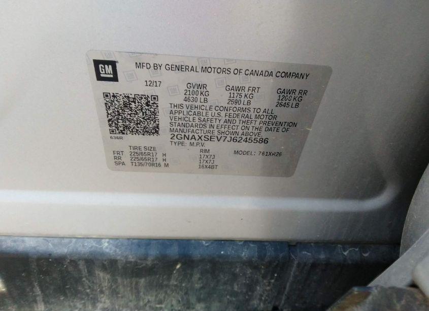 Photo 9 of 2018 Chevrolet Equinox LT (VIN 2GNAXSEV7J6245586)