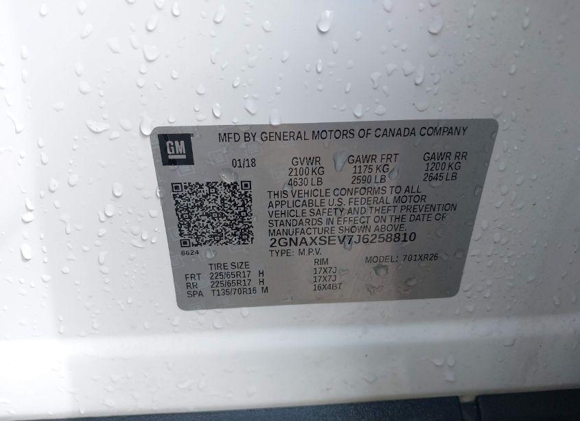 Photo 9 of 2018 Chevrolet Equinox LT (VIN 2GNAXSEV7J6258810)