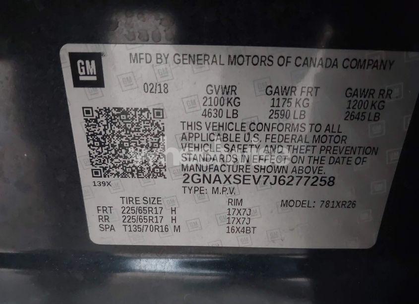 Photo 9 of 2018 Chevrolet Equinox LT (VIN 2GNAXSEV7J6277258)