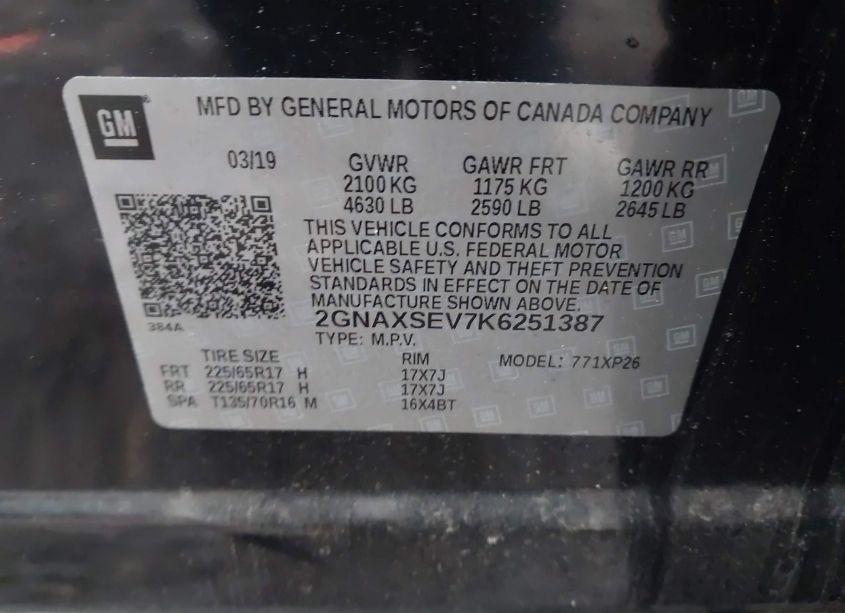 Photo 9 of 2019 Chevrolet Equinox LS (VIN 2GNAXSEV7K6251387)