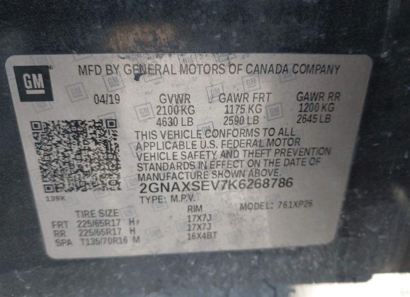 Photo 9 of 2019 Chevrolet Equinox LS (VIN 2GNAXSEV7K6268786)