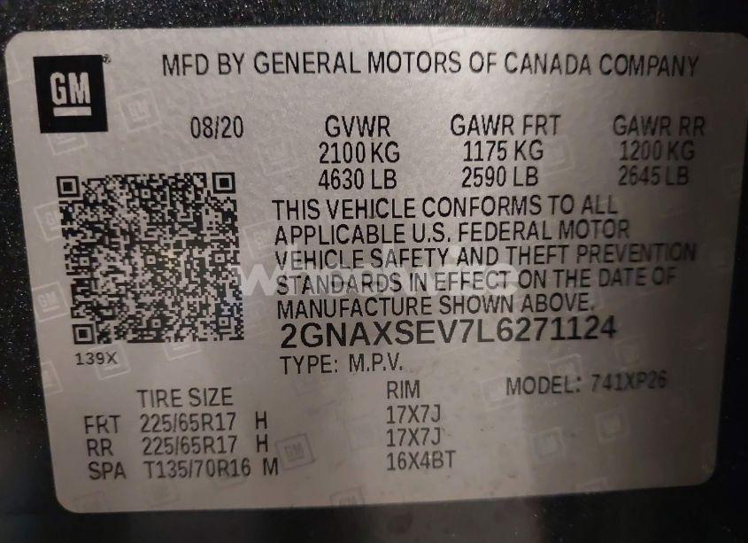Photo 9 of 2020 Chevrolet Equinox AWD LS (VIN 2GNAXSEV7L6271124)