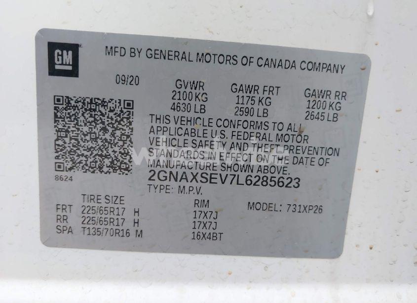 Photo 9 of 2020 Chevrolet Equinox AWD LS (VIN 2GNAXSEV7L6285623)