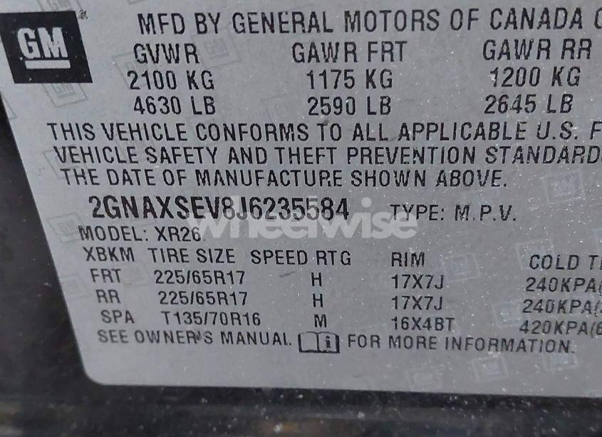 Photo 9 of 2018 Chevrolet Equinox LT (VIN 2GNAXSEV8J6235584)