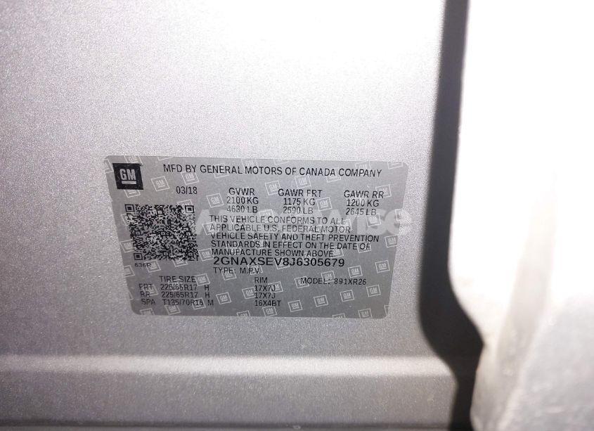 Photo 9 of 2018 Chevrolet Equinox LT (VIN 2GNAXSEV8J6305679)