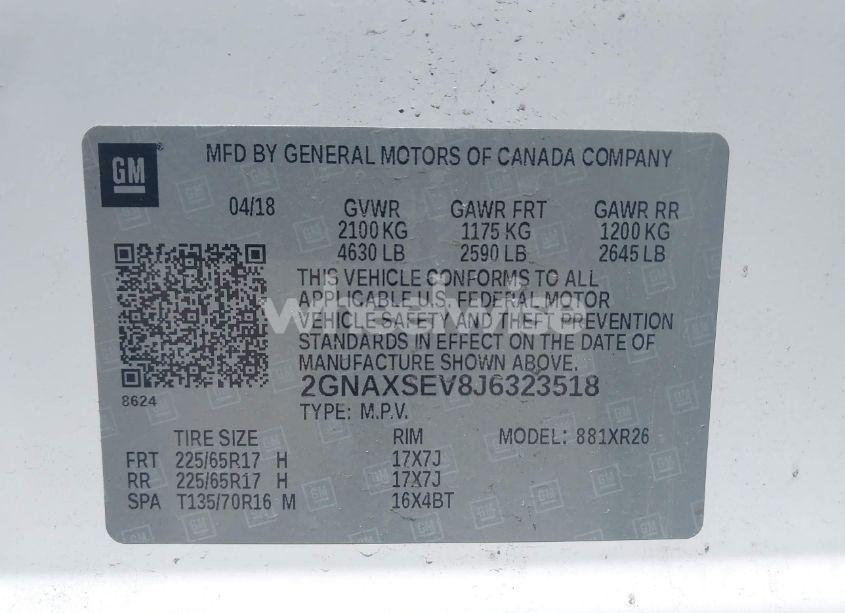 Photo 9 of 2018 Chevrolet Equinox LT (VIN 2GNAXSEV8J6323518)
