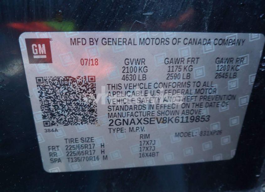 Photo 9 of 2019 Chevrolet Equinox LS (VIN 2GNAXSEV8K6119853)