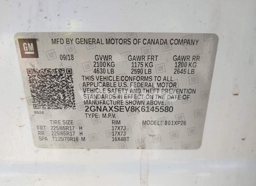 Photo 9 of 2019 Chevrolet Equinox LS (VIN 2GNAXSEV8K6145580)