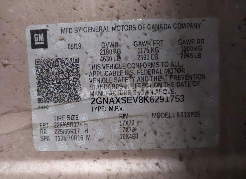 Photo 9 of 2019 Chevrolet Equinox LS (VIN 2GNAXSEV8K6291753)