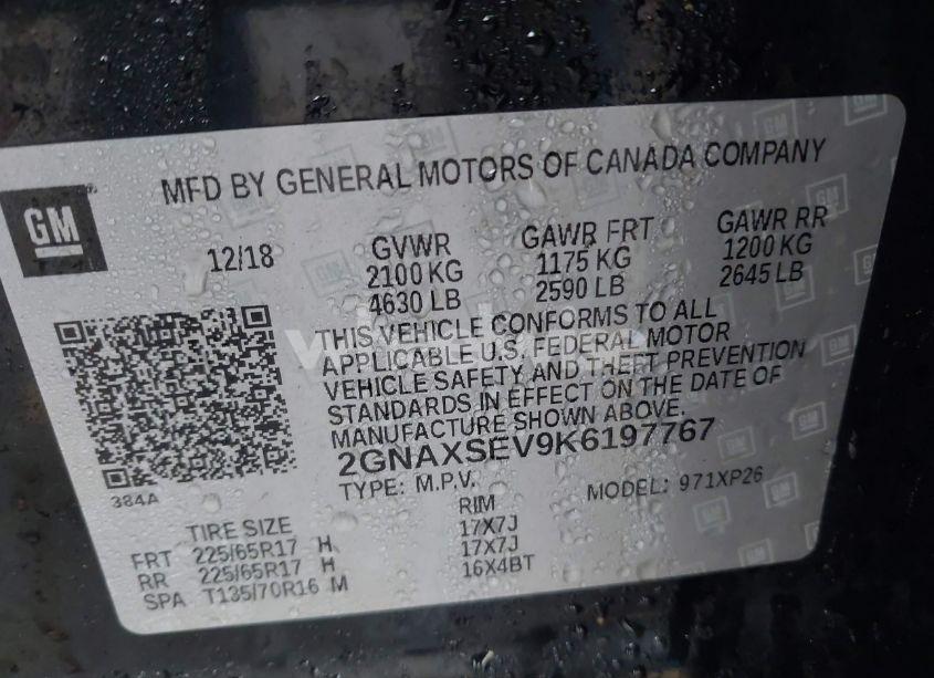 Photo 9 of 2019 Chevrolet Equinox LS (VIN 2GNAXSEV9K6197767)