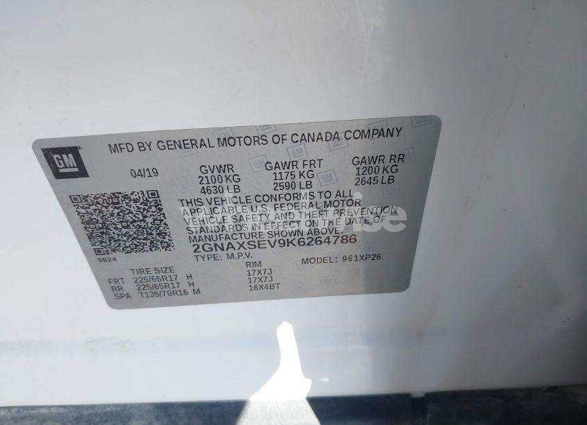 Photo 9 of 2019 Chevrolet Equinox LS (VIN 2GNAXSEV9K6264786)