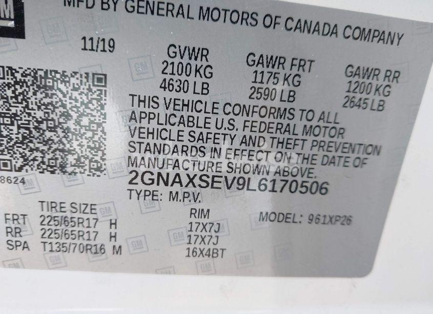 Photo 9 of 2020 Chevrolet Equinox AWD LS (VIN 2GNAXSEV9L6170506)
