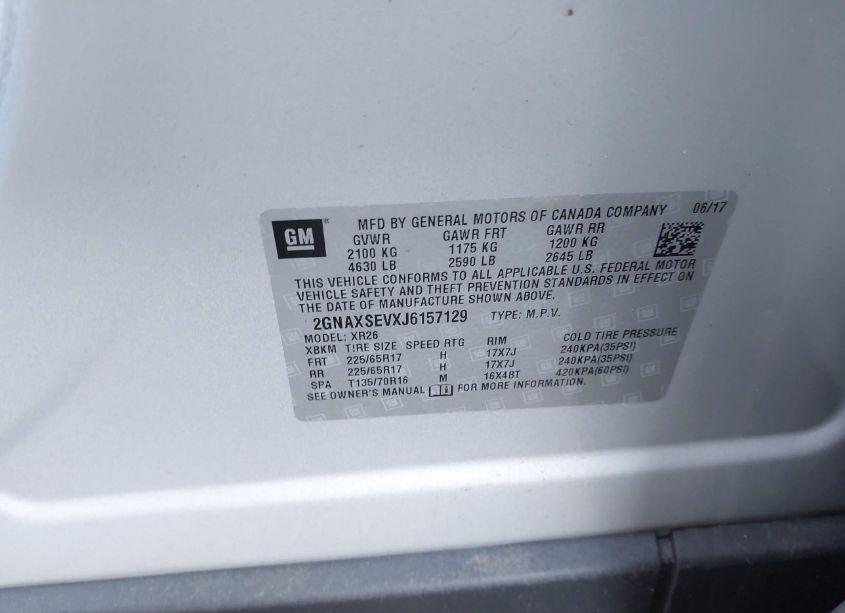 Photo 9 of 2018 Chevrolet Equinox LT (VIN 2GNAXSEVXJ6157129)