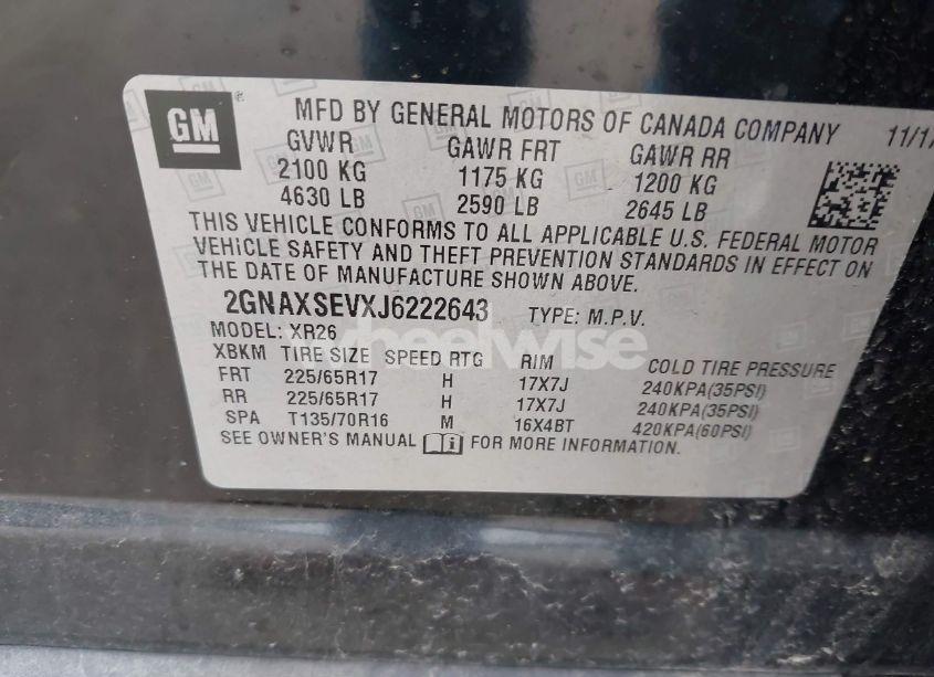 Photo 9 of 2018 Chevrolet Equinox LT (VIN 2GNAXSEVXJ6222643)