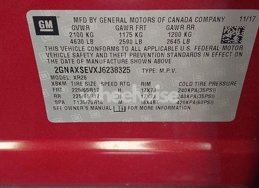 Photo 9 of 2018 Chevrolet Equinox LT (VIN 2GNAXSEVXJ6238325)