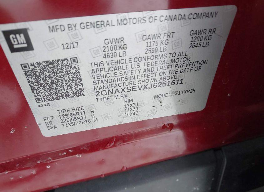 Photo 9 of 2018 Chevrolet Equinox LT (VIN 2GNAXSEVXJ6251611)