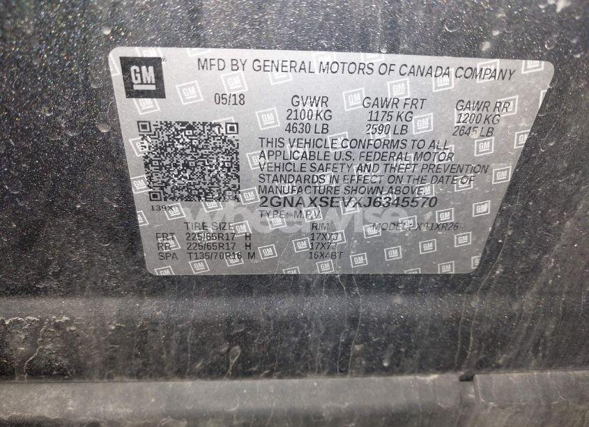 Photo 9 of 2018 Chevrolet Equinox LT (VIN 2GNAXSEVXJ6345570)