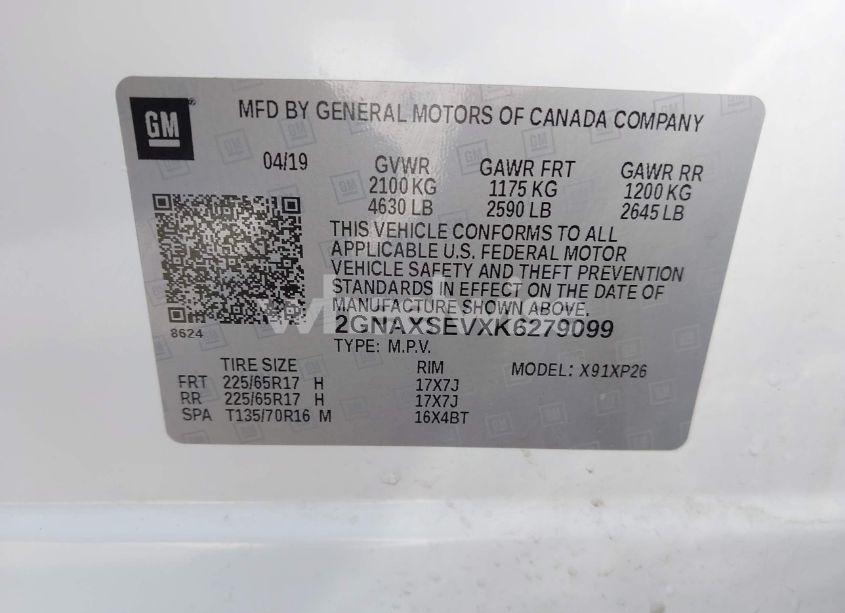 Photo 9 of 2019 Chevrolet Equinox LS (VIN 2GNAXSEVXK6279099)