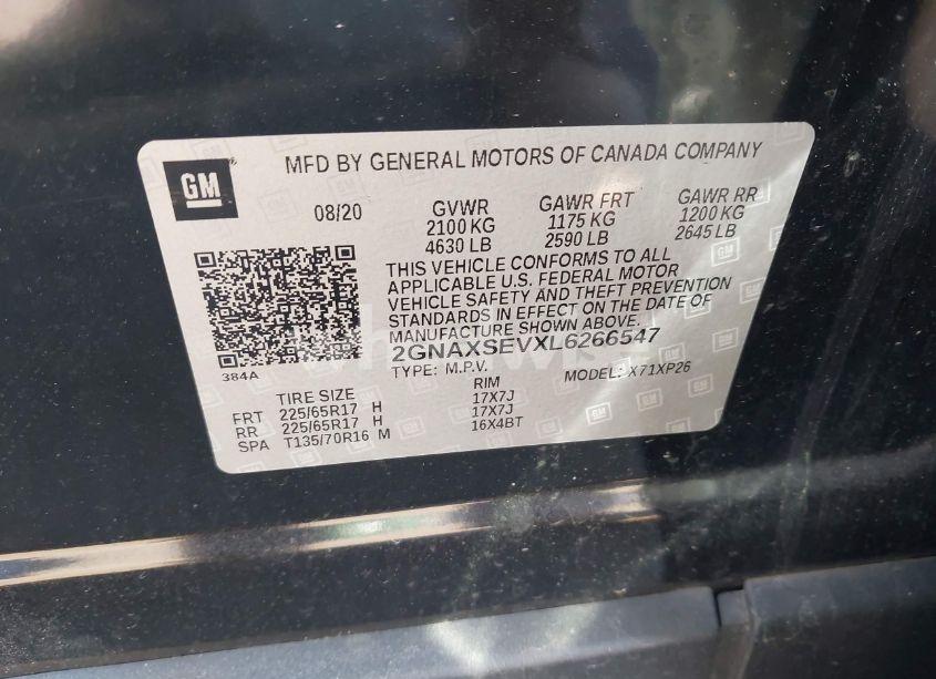 Photo 9 of 2020 Chevrolet Equinox AWD LS (VIN 2GNAXSEVXL6266547)