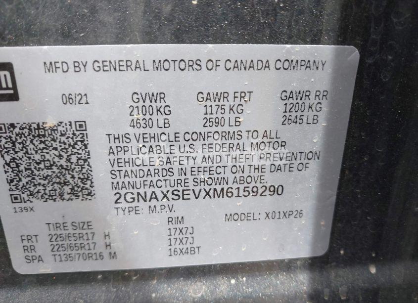 Photo 9 of 2021 Chevrolet Equinox AWD LS (VIN 2GNAXSEVXM6159290)