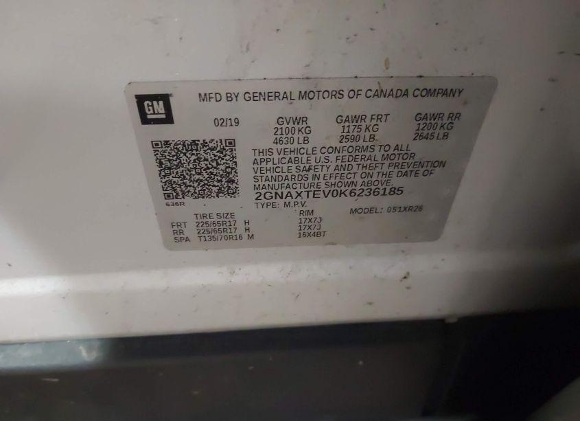 Photo 9 of 2019 Chevrolet Equinox LT (VIN 2GNAXTEV0K6236185)